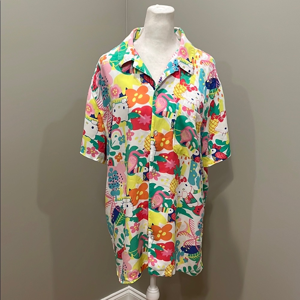 Hello Kitty Button Down Tropical Shirt